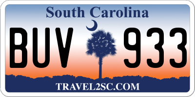 SC license plate BUV933
