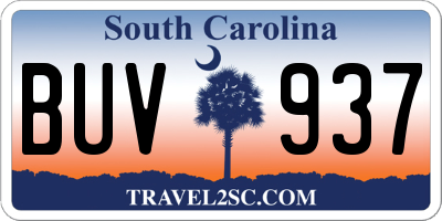 SC license plate BUV937