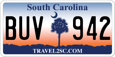 SC license plate BUV942