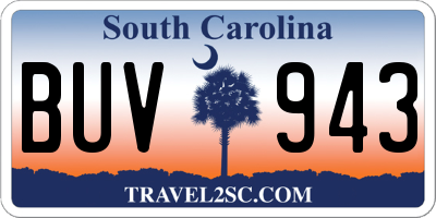 SC license plate BUV943