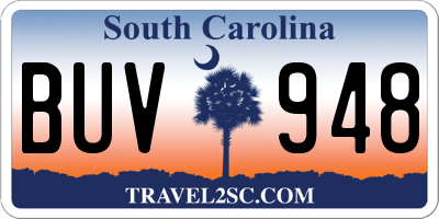 SC license plate BUV948