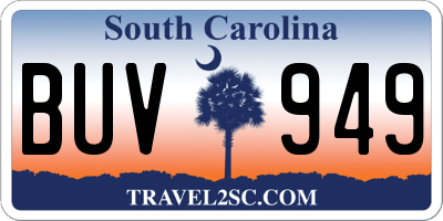 SC license plate BUV949