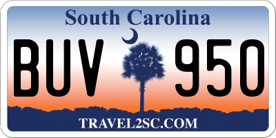 SC license plate BUV950