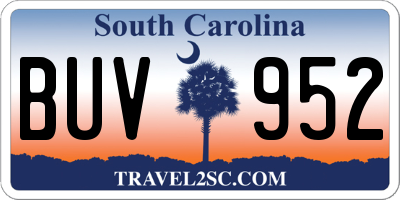 SC license plate BUV952