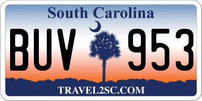 SC license plate BUV953