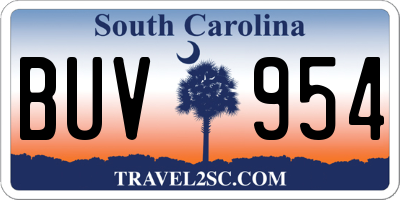 SC license plate BUV954