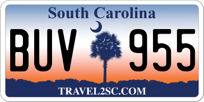 SC license plate BUV955