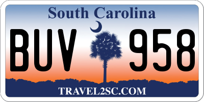 SC license plate BUV958