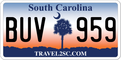 SC license plate BUV959