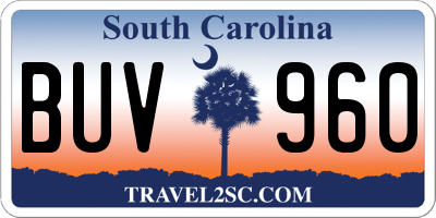 SC license plate BUV960