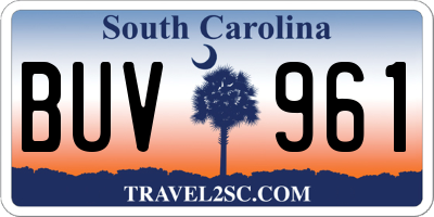 SC license plate BUV961