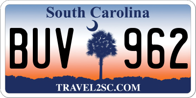 SC license plate BUV962