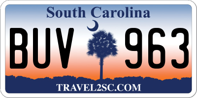 SC license plate BUV963