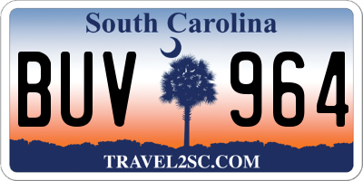 SC license plate BUV964