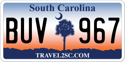 SC license plate BUV967