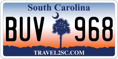 SC license plate BUV968