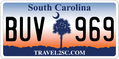 SC license plate BUV969