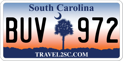 SC license plate BUV972