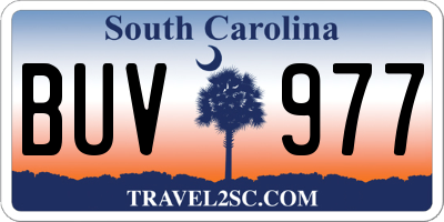 SC license plate BUV977
