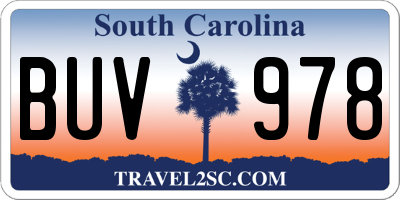 SC license plate BUV978