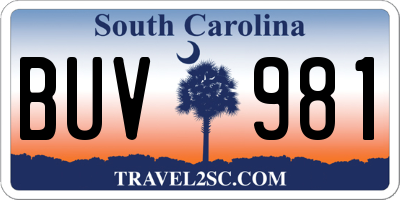 SC license plate BUV981
