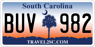 SC license plate BUV982