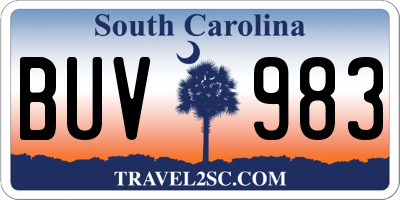 SC license plate BUV983