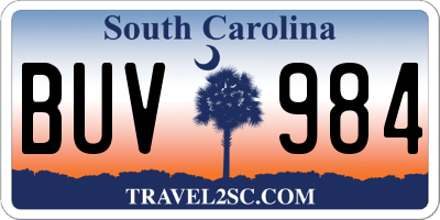 SC license plate BUV984