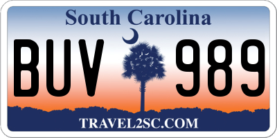 SC license plate BUV989