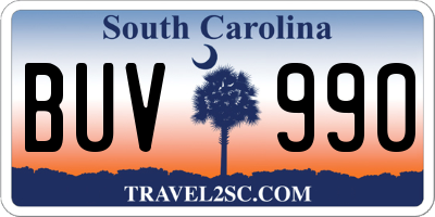 SC license plate BUV990