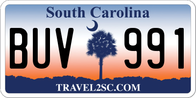 SC license plate BUV991