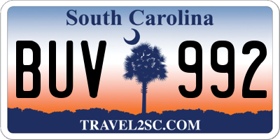 SC license plate BUV992