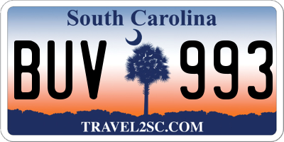 SC license plate BUV993