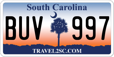 SC license plate BUV997