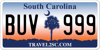SC license plate BUV999