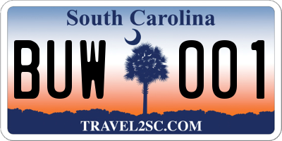 SC license plate BUW001