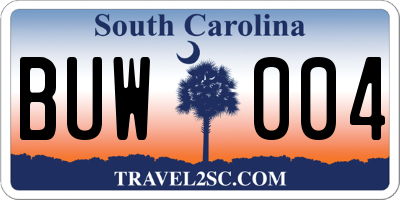 SC license plate BUW004