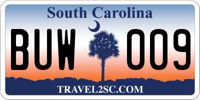 SC license plate BUW009