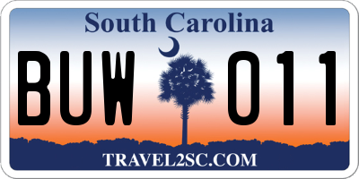 SC license plate BUW011