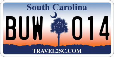 SC license plate BUW014