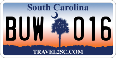 SC license plate BUW016