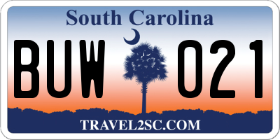SC license plate BUW021