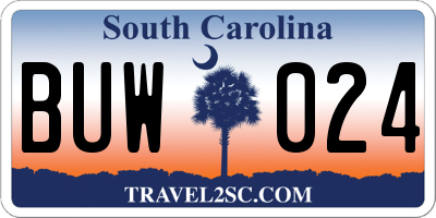 SC license plate BUW024