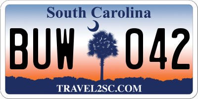 SC license plate BUW042