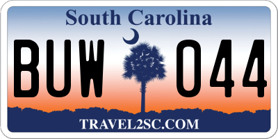 SC license plate BUW044