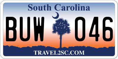SC license plate BUW046