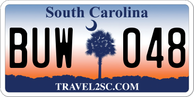 SC license plate BUW048