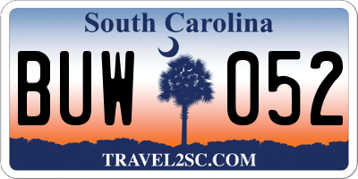 SC license plate BUW052
