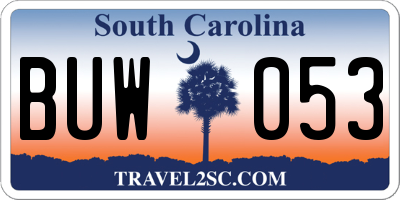 SC license plate BUW053