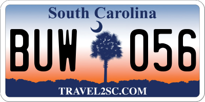 SC license plate BUW056